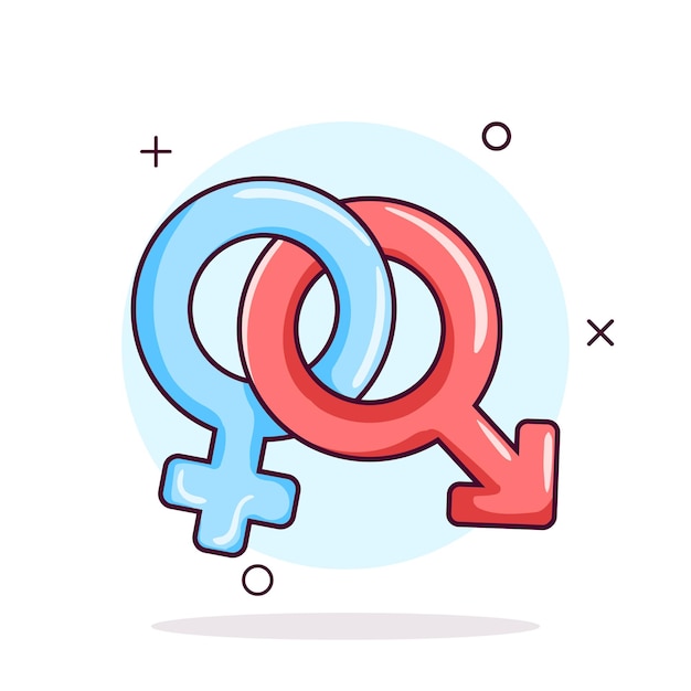 Vector gender icons with male and female symbols cute vector illustration