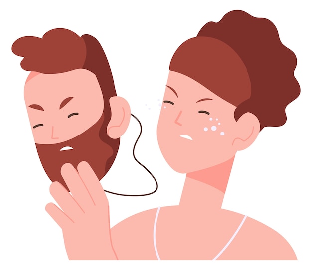 Gender identity icon Trans sexual woman with man mask