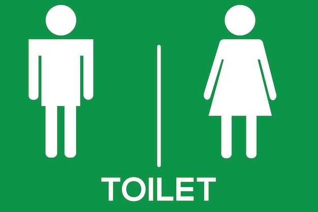 Vector gender inclusief toiletbord. wit op blauwe achtergrond. toilettekens en symbool. eenvoudig basisteken