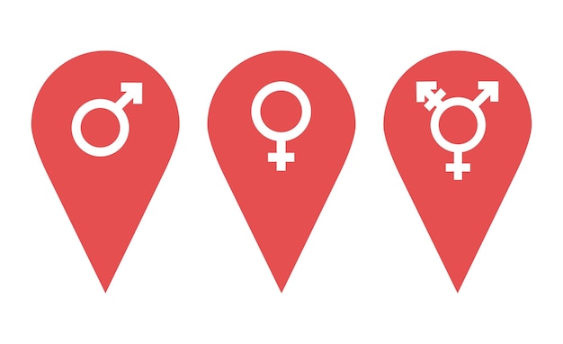 Gender location pin set. Set of sexual orientation gender or male female symbols