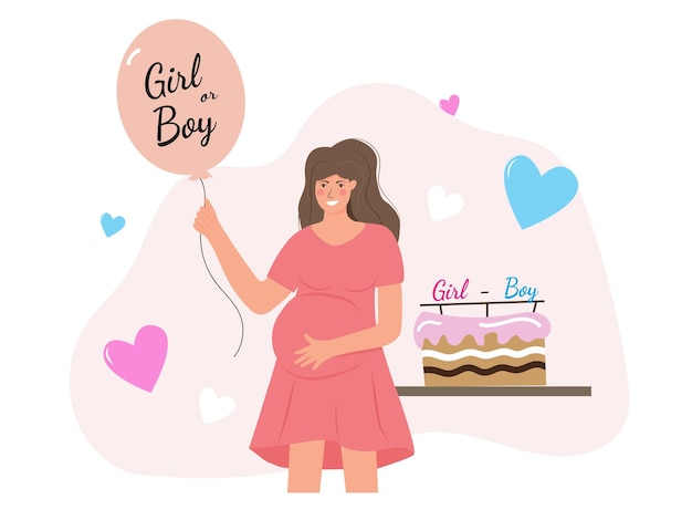 Vector gender party concept pregnant woman vector illustration