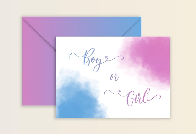 Gender Reveal calligraphy banner Boy or Girl For Baby shower party invitation