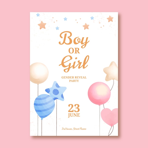 Vector gender reveal celebration  poster template