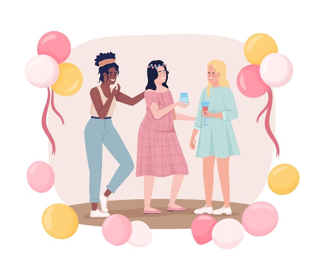 Vector gender reveal party celebration 2d vector isolated illustration