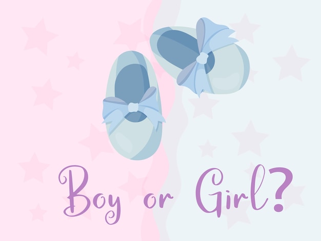 Vector gender reveal party invitation template. boy or girl? baby shower clipart. blue and pink colors. gender reveal. vector illustration isolated on white background