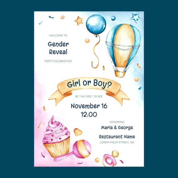 Vector gender reveal party  poster template