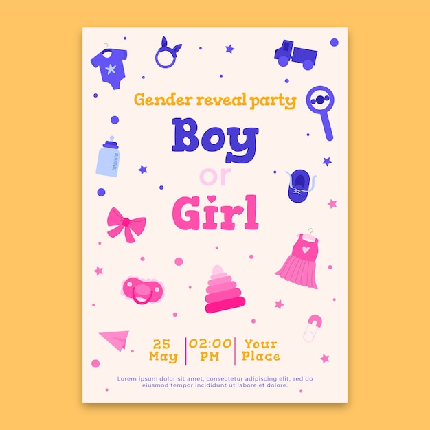 Vector gender reveal template design