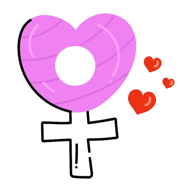 Gender sign with hearts concept of women love flat icon