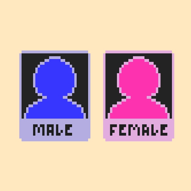 Gender sign with pixel art style