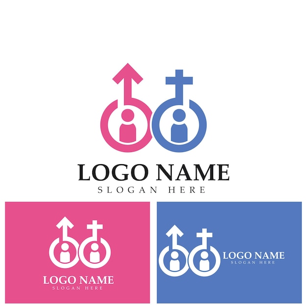 Gender symbol logo of sex and equality of males and females vector illustration