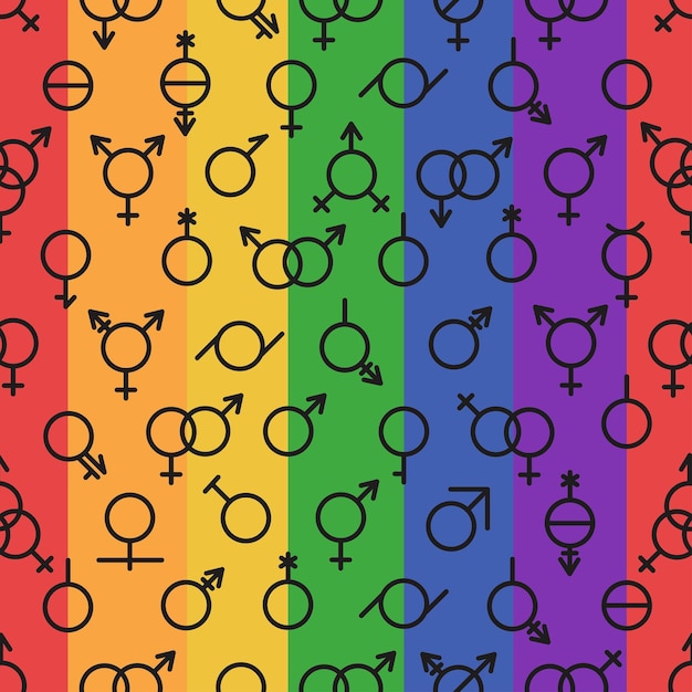 Gender symbol on a rainbow background