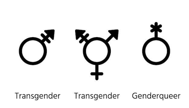 Vector gender symbols orientation signs set outline icons vector illustration