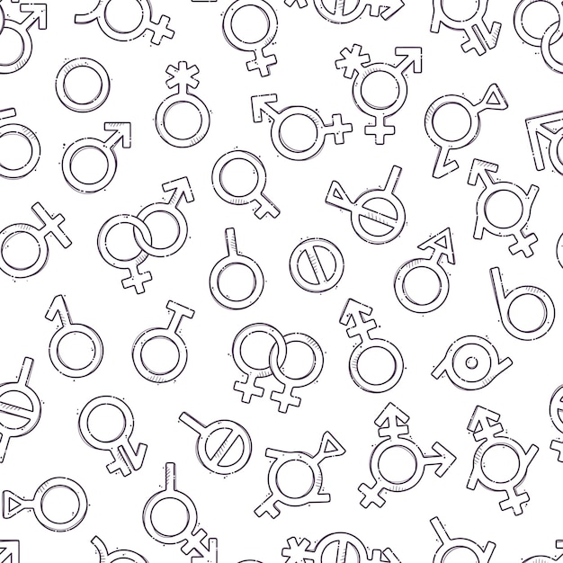 Gender symbols pattern signs of sexual orientation vector