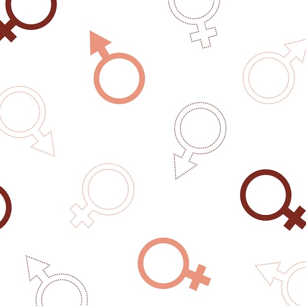 Gender symbols seamless pattern, great for Valentine's Day. Lovely romantic background. Vector