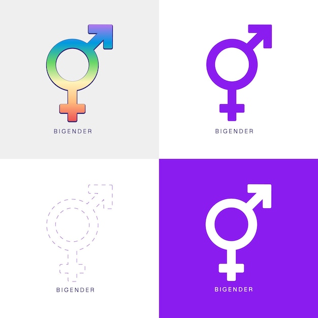 Gender symbols signs vector illustration outline icons in full vector format