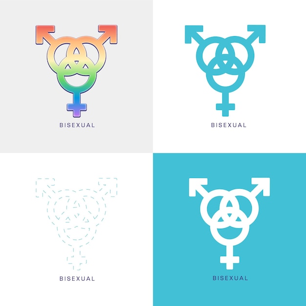 I simboli di genere firmano le icone del contorno dell'illustrazione vettoriale in formato vettoriale completo