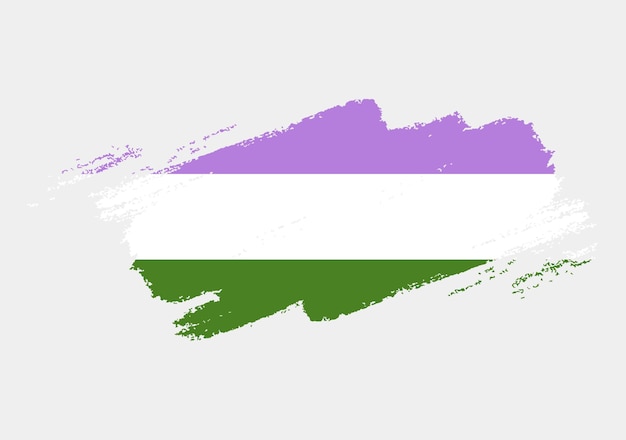 Genderqueer Flag painted with brush on white background LGBT rights concept