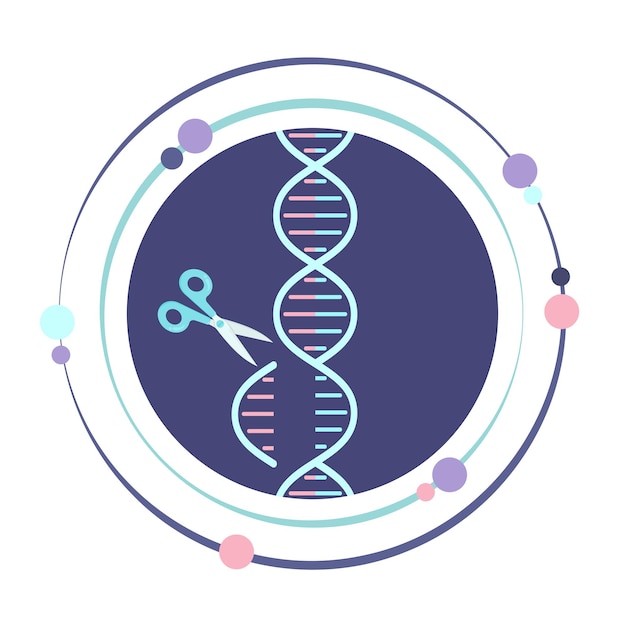 Simbolo dell'icona grafica dell'illustrazione vettoriale della scienza dell'eliminazione del gene