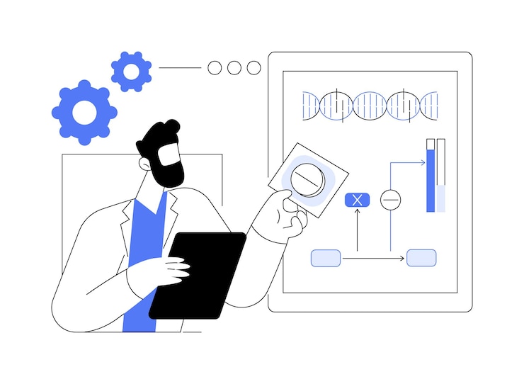 Vector gene inhibition therapy abstract concept vector illustration