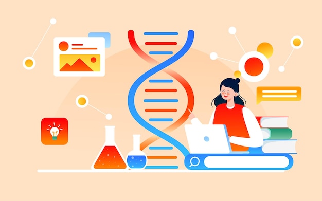 遺伝子科学医療技術イラスト医学研究薬健康ポスター