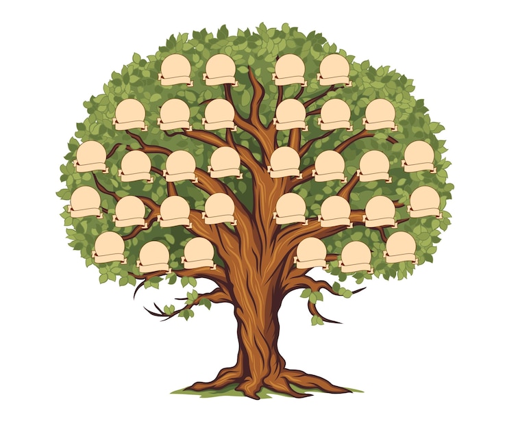 Vector genealogy family history tree with photo frames