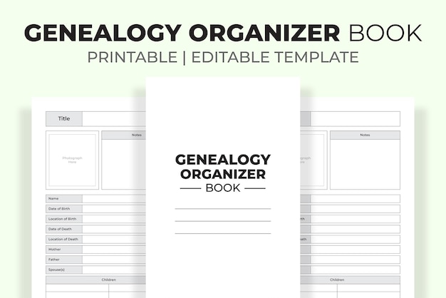 Vector genealogy organizer book kdp interior