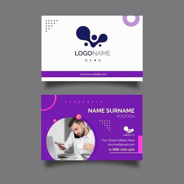 Vector general business card template with photo