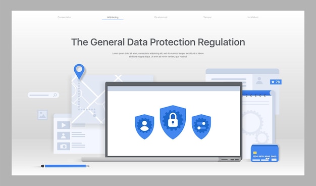 Concetto piatto di progettazione di scambio del regolamento generale sulla protezione dei dati