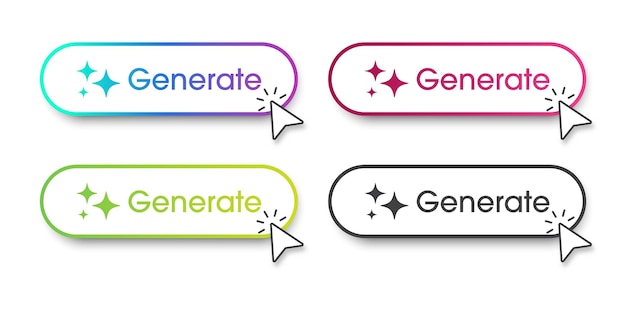 generate ai button a set of buttons with generate ai symbols flat design style for apps websites interfaces and mobile app artificial intelligence technology vector illustration