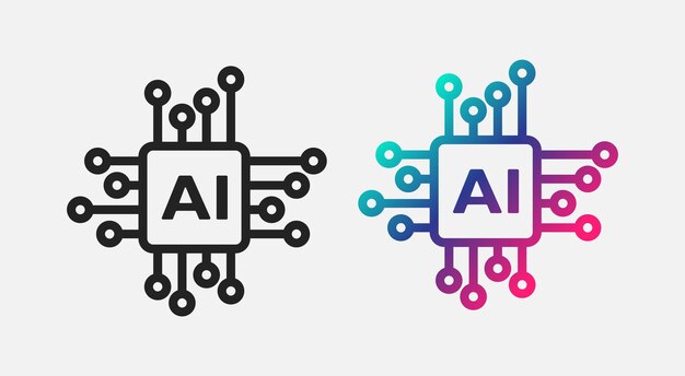 AI ボタン ユーザー インターフェース 人工知能 ロゴ アイコン シンボル ウェブサイト アプリ用 UI UX デザインコンセプト ベクトルイラスト