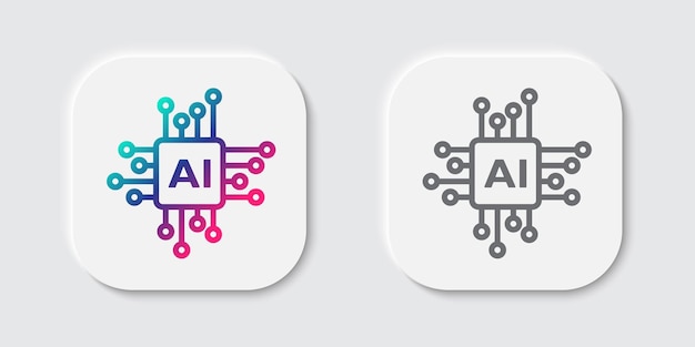 AI ボタン ユーザー インターフェース 人工知能 ロゴ アイコン シンボル ウェブサイト アプリ用 UI UX デザインコンセプト ベクトルイラスト
