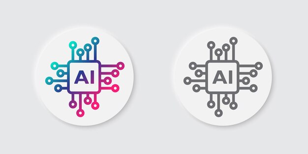 AI ボタン ユーザー インターフェース 人工知能 ロゴ アイコン シンボル ウェブサイト アプリ用 UI UX デザインコンセプト ベクトルイラスト
