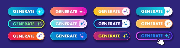 Vector generate ai buttons set user interface with sparkles artificial intelligence button trendy neumorphic style for ui ux element user interface app website
