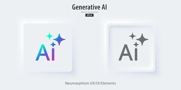 Generate AI icon A set of 3D buttons active and inactive with icon symbols Neumorphism style UI UX design for app and web Vector illustration