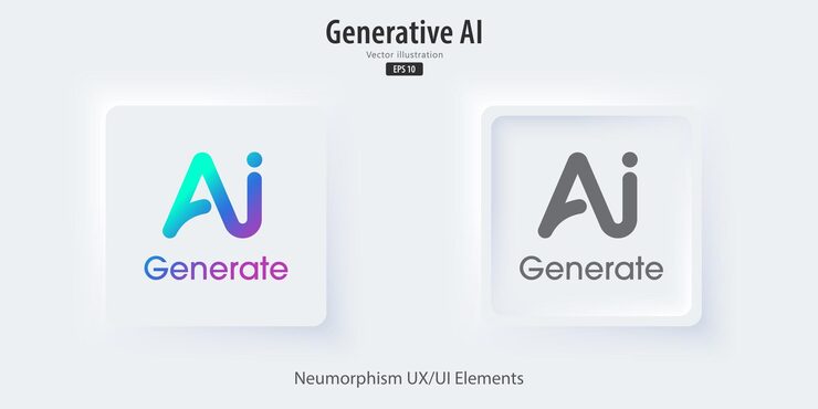 Vector 生成 ai 图标 一组活跃和不活跃的 3d 按与图标符号 新形态风格 ui ux 设计用于应用程序和网络 矢量插图