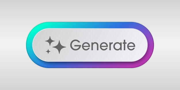 Generate AI knop Neumorphic bar Kunstmatige intelligentie en Machine learning technologie concept AI komt door commando prompt om ideeën te genereren Neumorphism stijl Vector illustratie