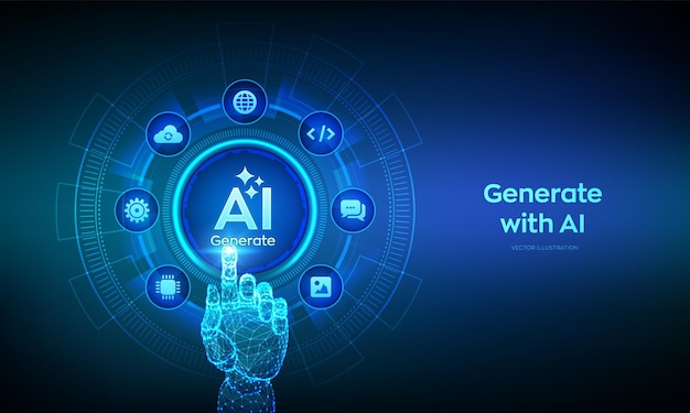 用 AI 按生成 人工智能和机器学习技术概念 AI 通过命令提示符输入来生成想法