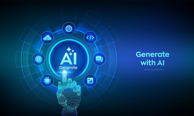 用 AI 按生成 人工智能和机器学习技术概念 AI 通过命令提示符输入来生成想法