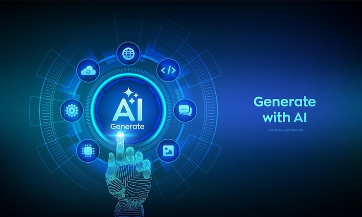 Vector 用 ai 按生成 人工智能和机器学习技术概念 ai 通过命令提示符输入来生成想法