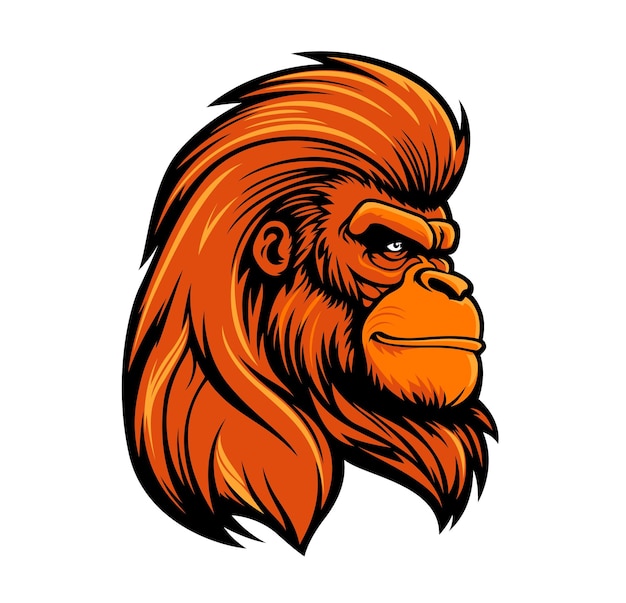 Generatieve AI orang-oetan aap dier mascotte of AI gegenereerde karakter vector club embleem Wilde boze agressieve rode orang-oetan of aap aap hoofd voor sport team competitie mascotte of jacht club badge teken