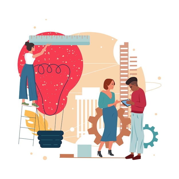 Generating ideas startup mentoring and developers team management imagination inspiration concept