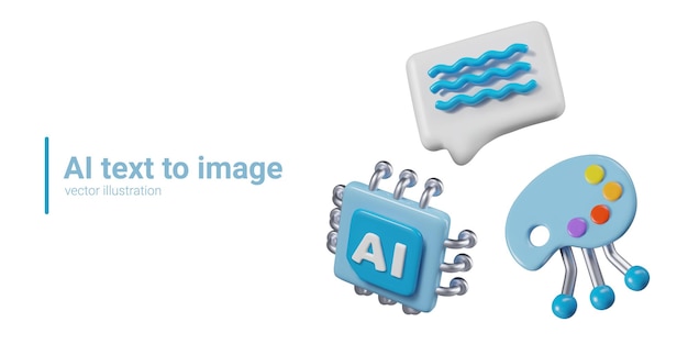 3D アイコンのベクトルセットを画像にテキストに生成する人工知能