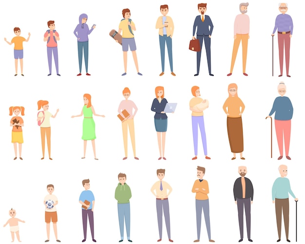Generation icons set. cartoon set of generation vector icons for web design
