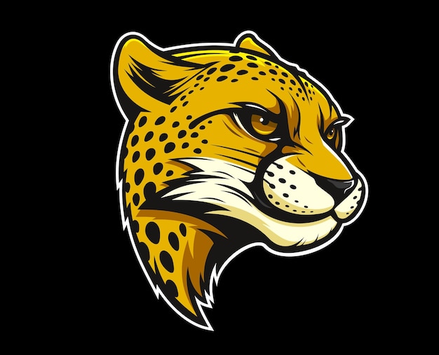 Vector generative ai african cheetah animal mascot or ai generated character vector isolated emblem angry aggressive cheetah leopard or cougar head with yellow eyes for soccer sport club or baseball team