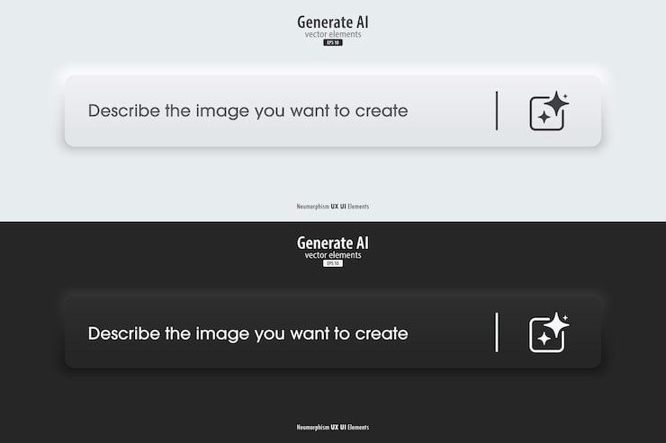 Vector generative ai bar input prompt as commands for create black and white generate bar artificial intelligence and machine learning technology concept vector illustration design for ux ui and app
