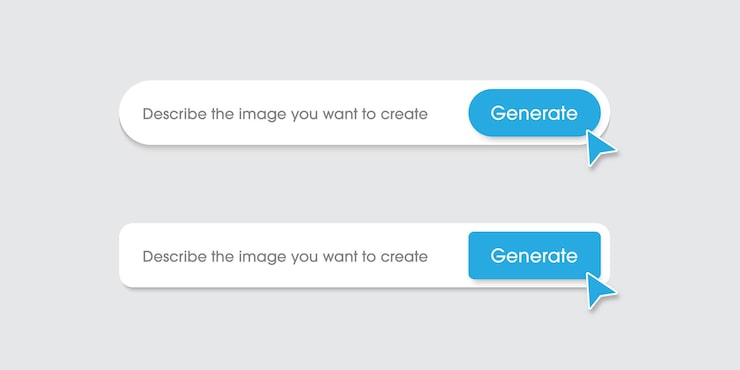 Vector 生成ai条 输入提示作为创建的命令 白色生成条 平坦设计 机器学习技术概念 ux ui 和应用程序的向量插图设计