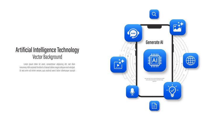 Vector 스마트 폰에서 생성 된 아이콘을위한 생성 ai 개념 도구 화면에 프롬프트 개념 바를 생성 대규모 데이터 처리 데이터베이스 개념 웹 및 템플릿을위한 터 일러스트