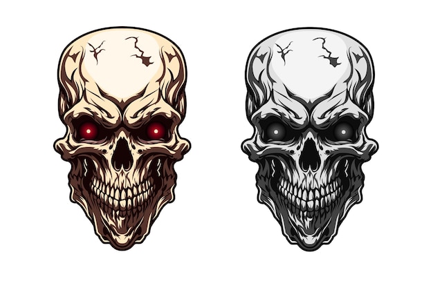 Generative ai danger skull mascot Ai generated angry death character Menacing symbol represent fear danger or Halloween Its bony features and glowing eyes create an eerie and ominous presence