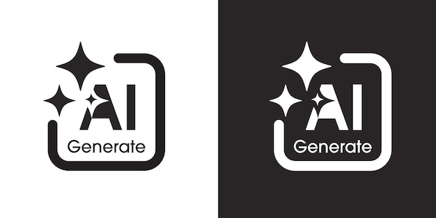 Generative AI user interface AI star with square line icon AI enters by command prompt to generate ideas Icon Element for website mobile app Vector illustration