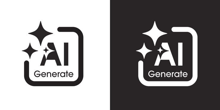 Vector generative ai user interface ai star with square line icon ai enters by command prompt to generate ideas icon element for website mobile app vector illustration